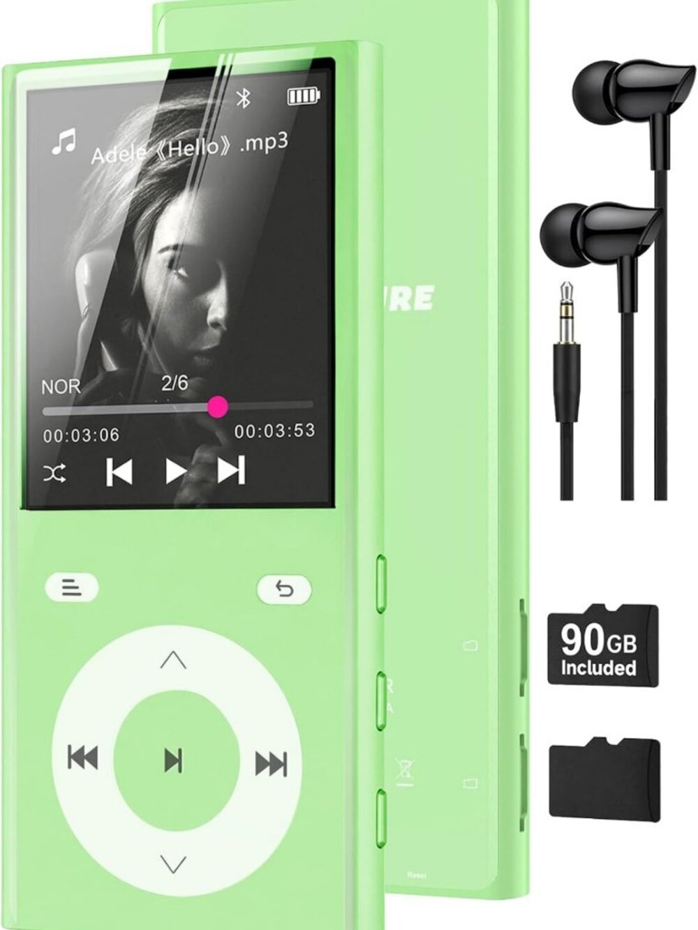 90GB Bluetooth MP3 Player, Dual TF Card Slots, Portable Music Player for Travel